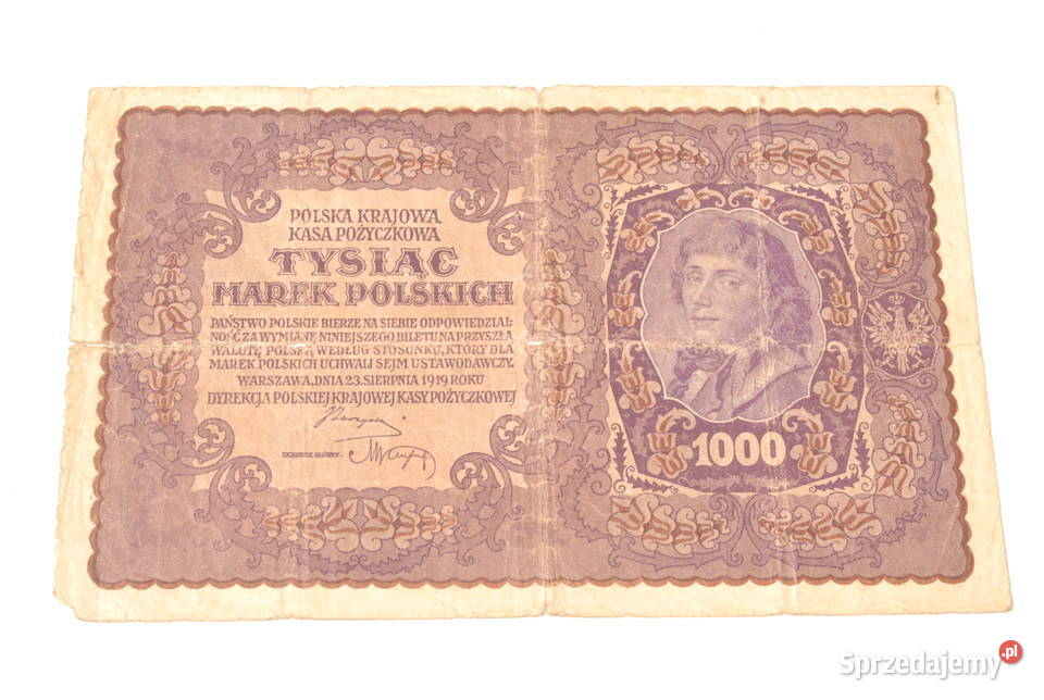 Stary banknot 1000 marek Polskich 1919 I ser Cieszyn