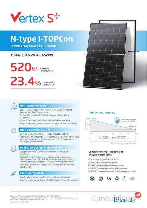TRINA SOLAR NEG18R28 515Wp 1961x1134x30 czarna