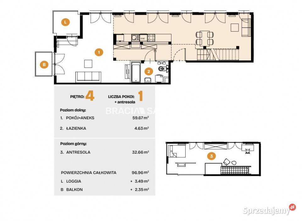 Mieszkanie na sprzedaż 9696m2 3pok Kraków Na
