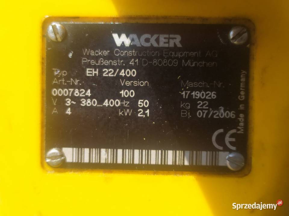 Młot wyburzeniowy Wacker EH22 400V Elektryczne Cieszyn