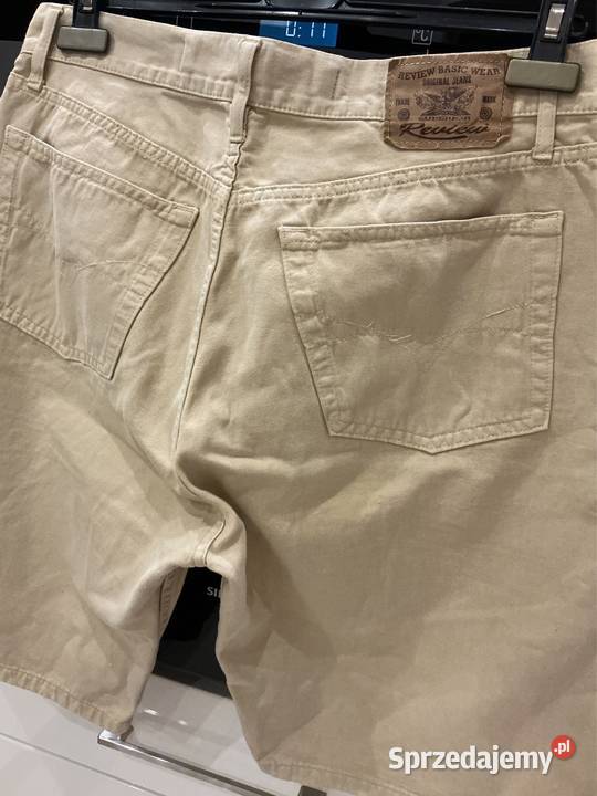 Spodnie Szorty Jeans Beżowe Męskie REVIEW BASIC Nowa Sól