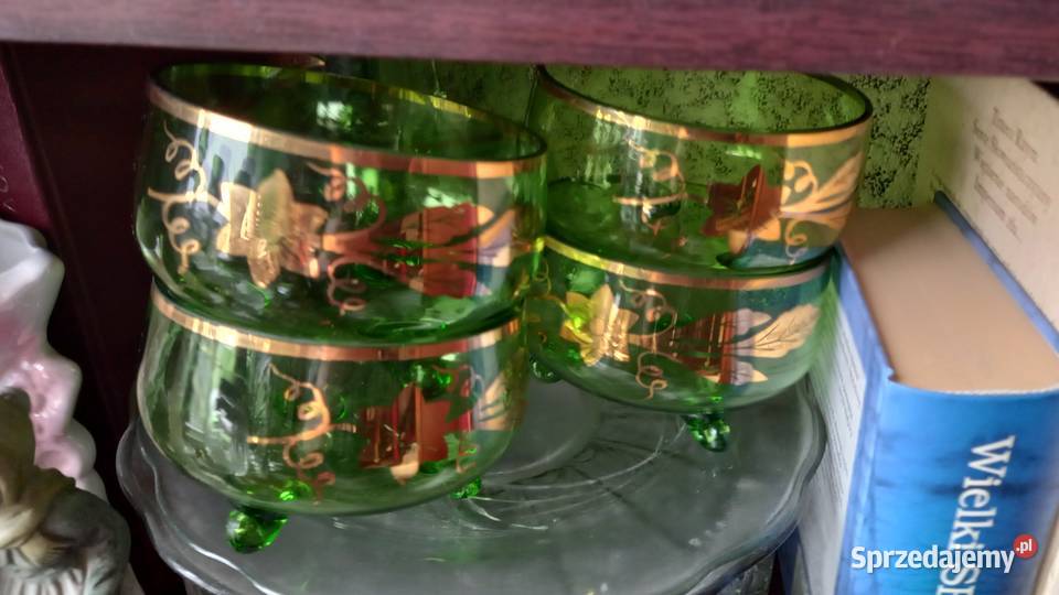 Miseczki z lat 70 zieleń i złoto Warszawa