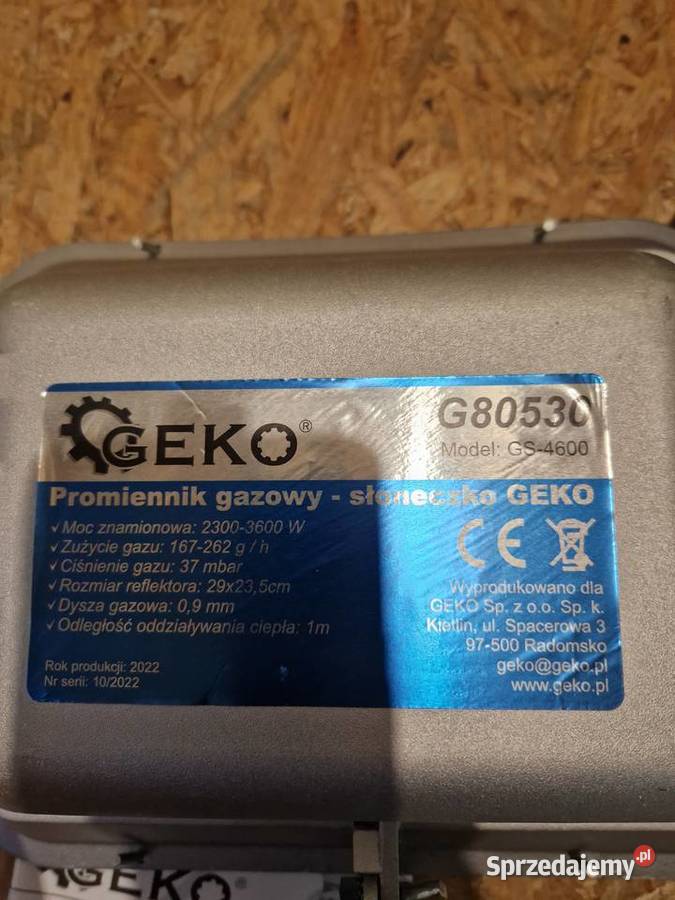 Promiennik gazowy słoneczko GEKO na butlę gazową Głogowa