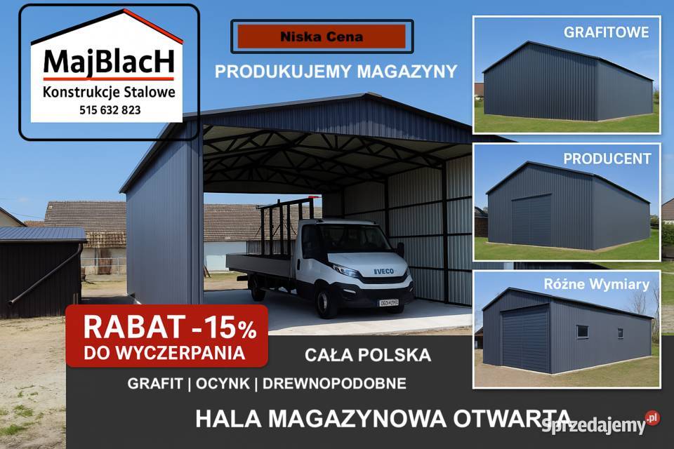 Garaż GRAFIT kolory RAL Blaszak Zadaszenie samodzielny