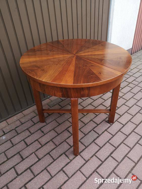 Stół ArtDeco Okrągły Orzech 90 Zgrabny Stary