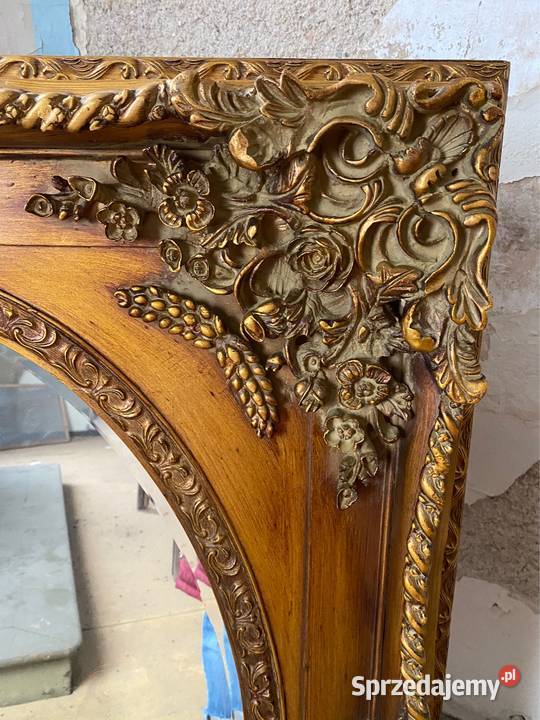 Stare lustro w przepięknej rzeźbionej ramie odcienie brązowego Kłodzko