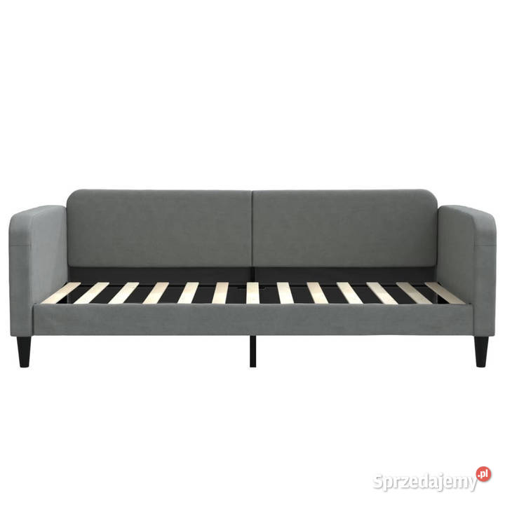 Sofa z funkcją spania ciemnoszara obita tkaniną