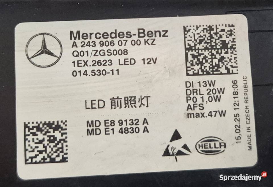 Reflektor Mercedes EQA EQB Led High Performance śląskie Herby