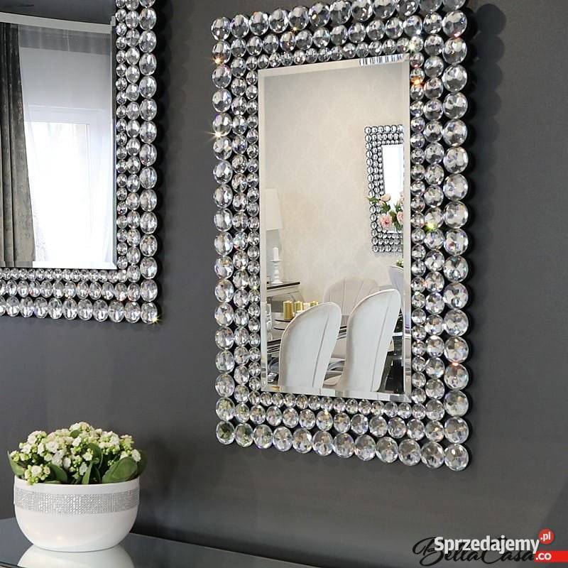 Lustro glamour z kryształkami okrągłe inny kolor mazowieckie Warszawa