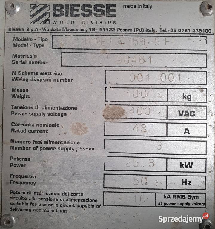 CNC Biesse ROVER A 1536 G FT Racibórz sprzedam