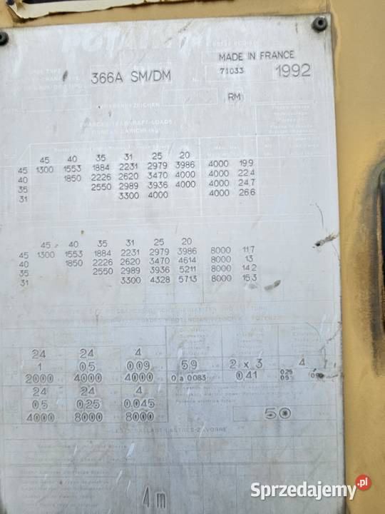 Żuraw wieżowy szybkomontujący POTAIN GTMR 366A Koło