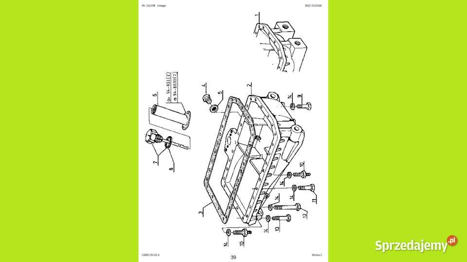 CLAAS CERES 9565 X katalog części Polsku Gdańsk