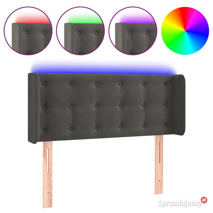 Zagłówek do łóżka z LED ciemnoszary 83x16x7888 mazowieckie Warszawa