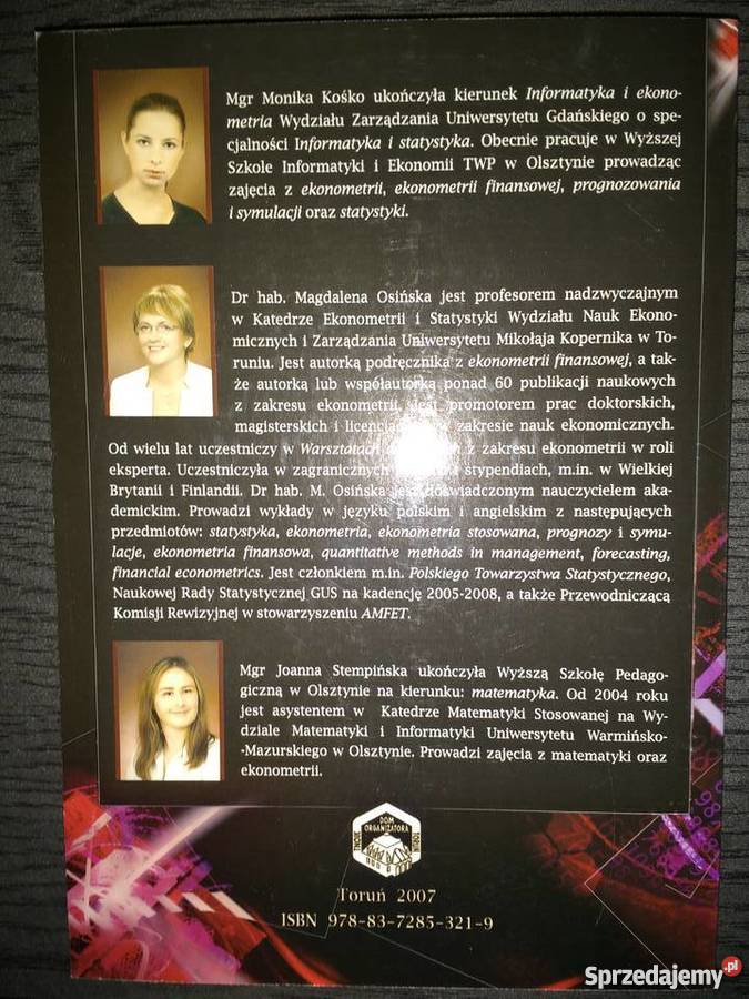 Ekonometria współczesna Monika Kośko Magdalena Rok wydania 2007 mazowieckie Warszawa