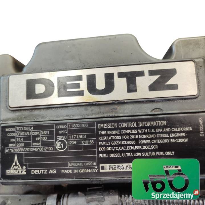 Silnik Deutz TCD 36 L4 MANITOU MLT 735 Silnik i osprzęt Wilkowo