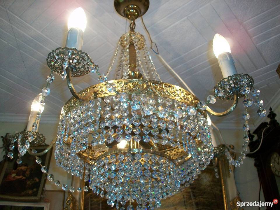 ŻYRANDOL KRYSZTAŁOWY KASKADOWYGRUSZKA 74x 80 Oświetlenie Topólka