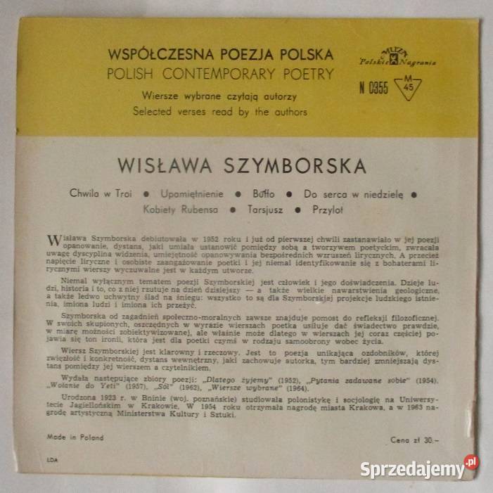 Współczesna poezja polskaWiersze wybrane czyta Łódź sprzedam