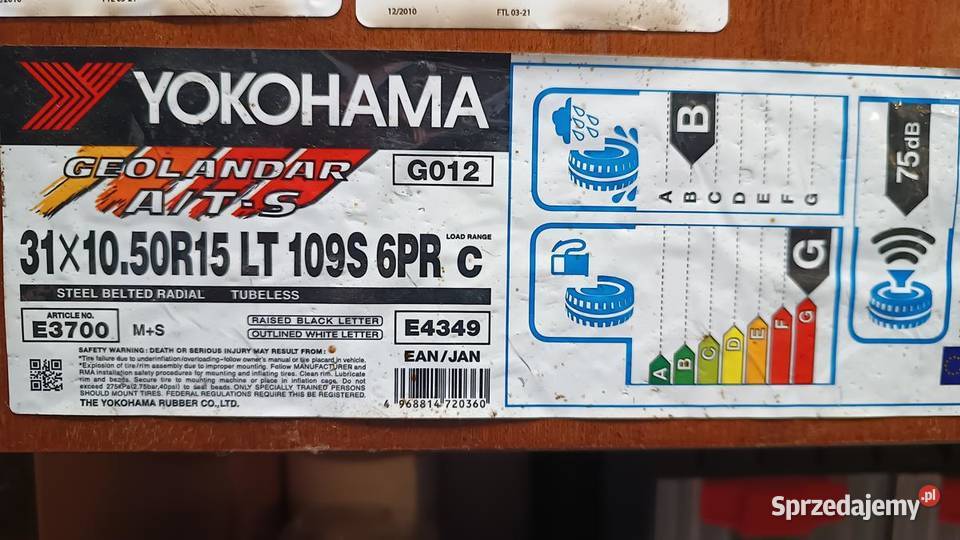 Opony Yokohama Geolandar ATS 31x105 R15 LT109S Warszawa