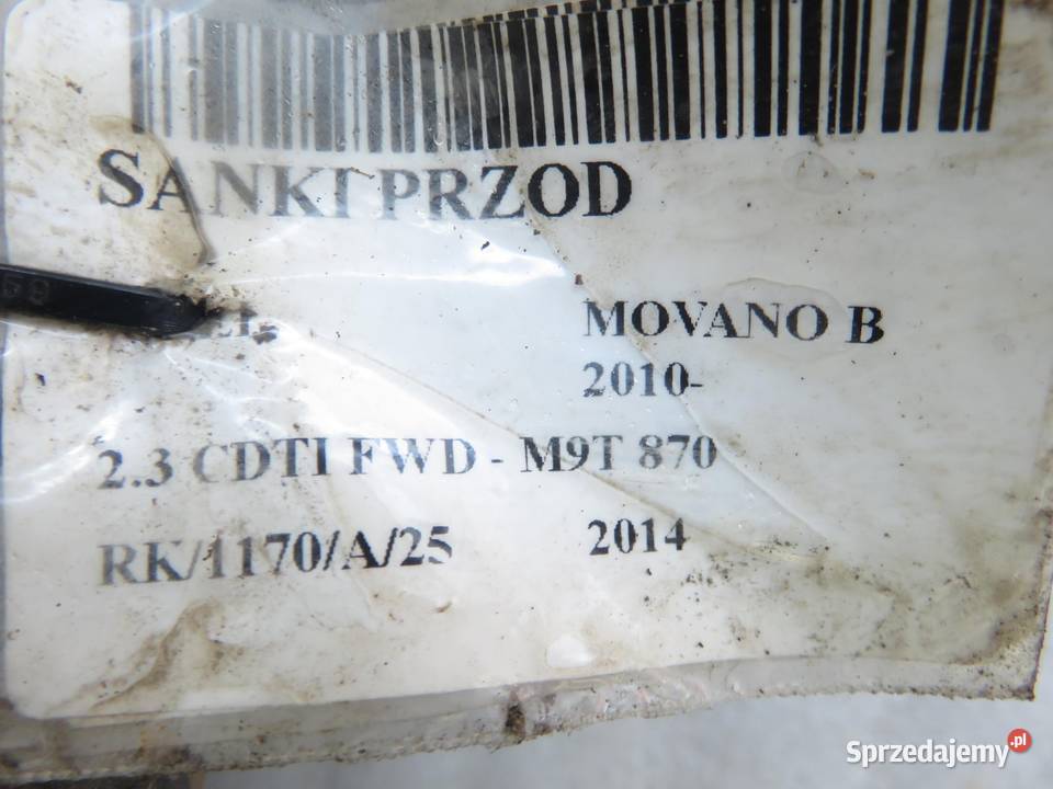 SANKI PRZÓD OPEL MOVANO B 2010 23 CDTI FWD M9T osobowe małopolskie