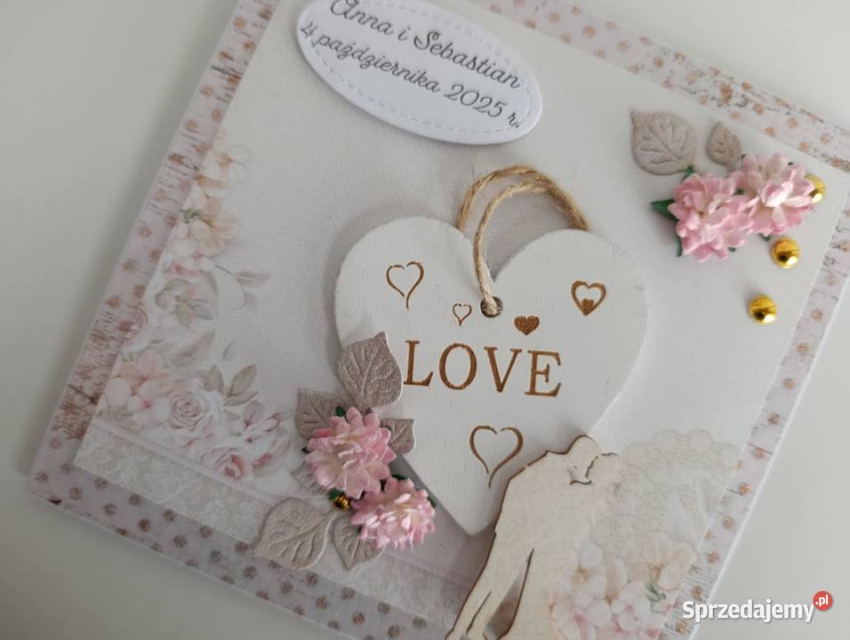 Personalizowana kartka ślubna ręcznie wykonana Łódź sprzedam