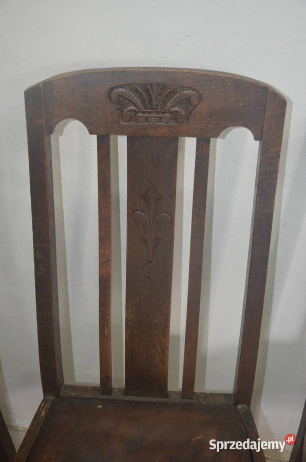 3 dawne krzesła dębowe Secesja kujawsko-pomorskie Bydgoszcz