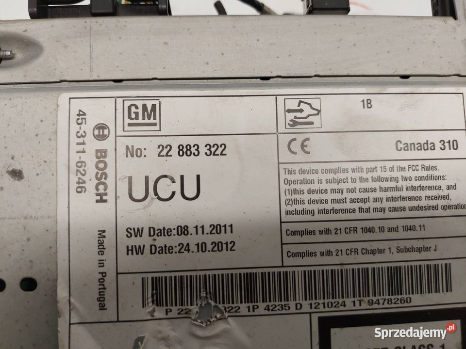 OPEL INSIGNIA 13r radioodtwarzacz 22883322 osobowe Kielce