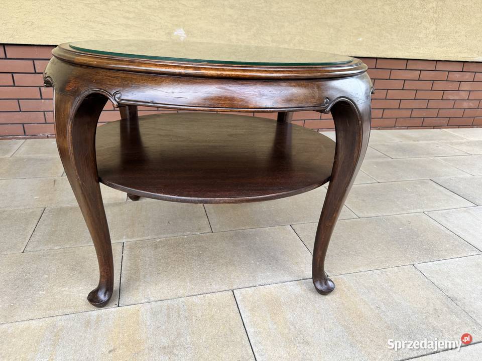 Stolik Ludwik z rafią stylowy kawowy Sulbiny