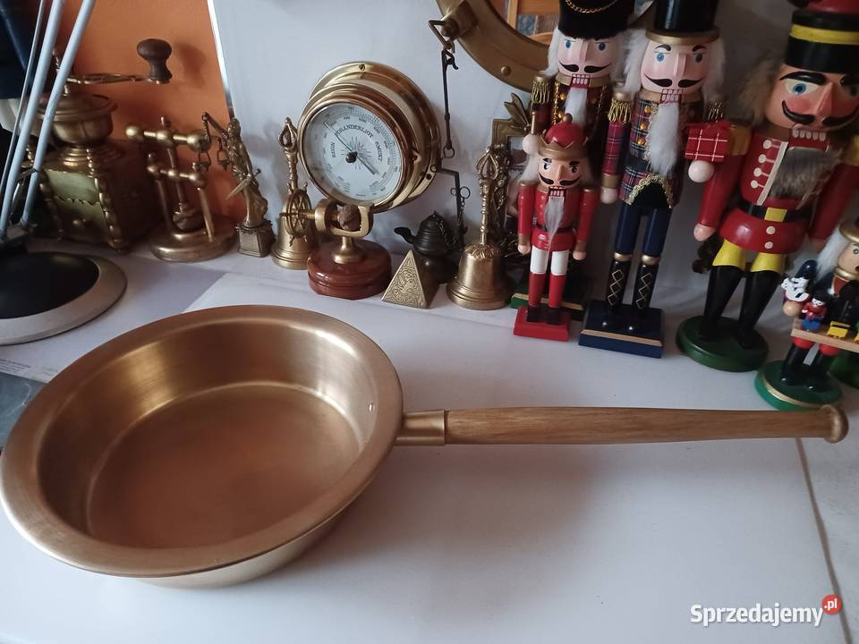 Piękna duża sygnowana patelnia mosiężna wielkopolskie Poznań