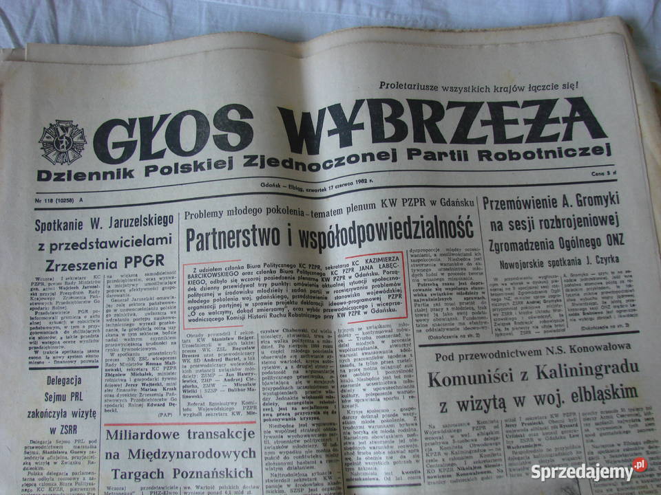 GŁOS WYBRZEŻA dzienna czerwieclipiec 1981r Pruszcz Gdański sprzedam