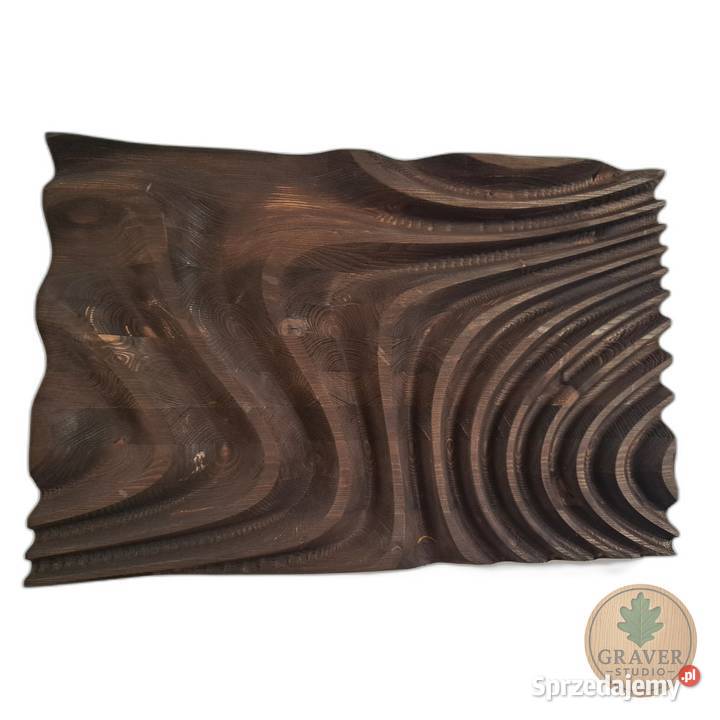 Płaskorzeźba drewniana fale wody dekoracja