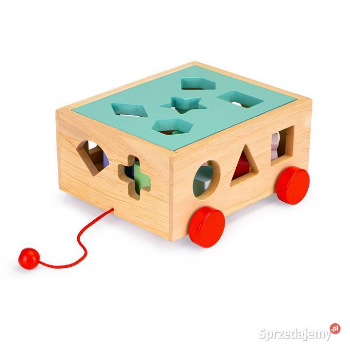 Drewniany wózek sorter z klockami