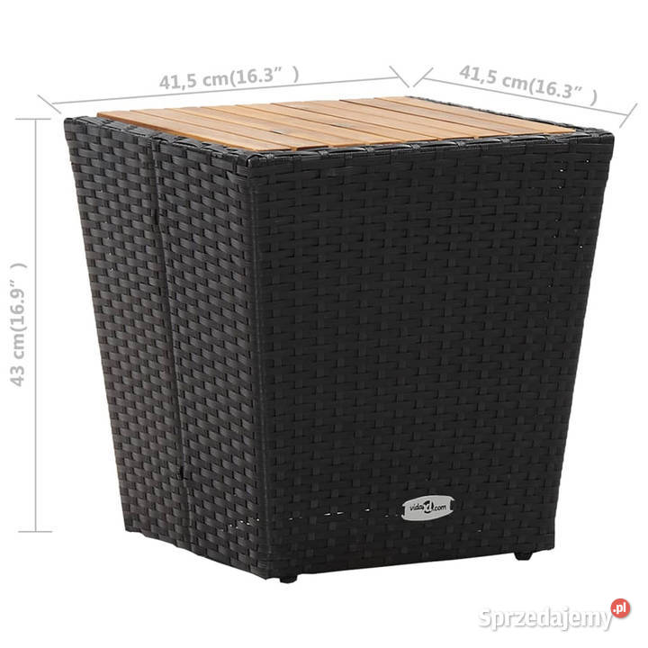Stolik herbaciany czarny 415x415x43 rattan PE i Warszawa