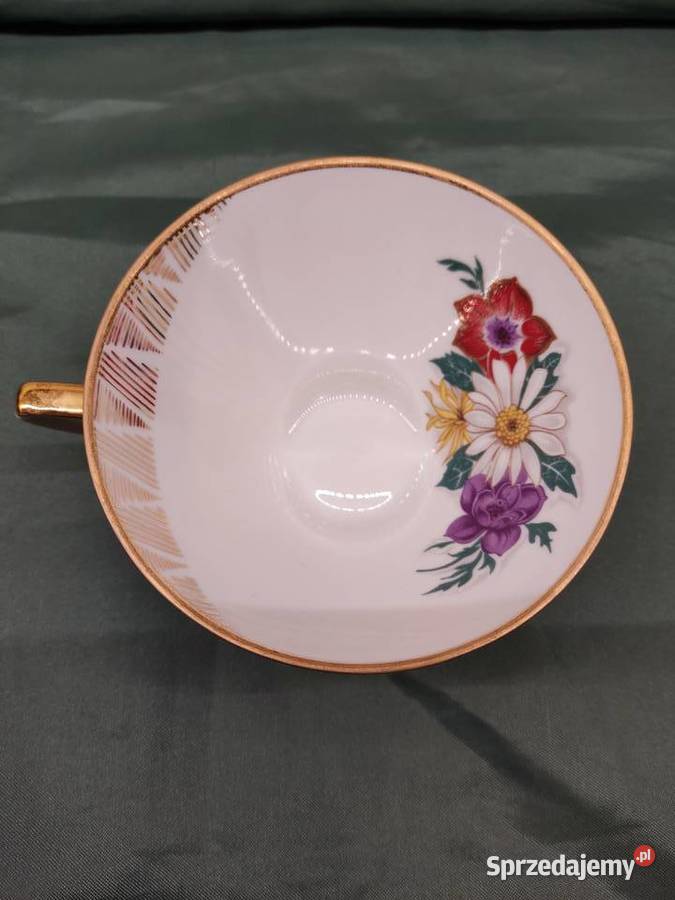 Filiżanka ze spodkiem i talerzykiem porcelana Głuchołazy