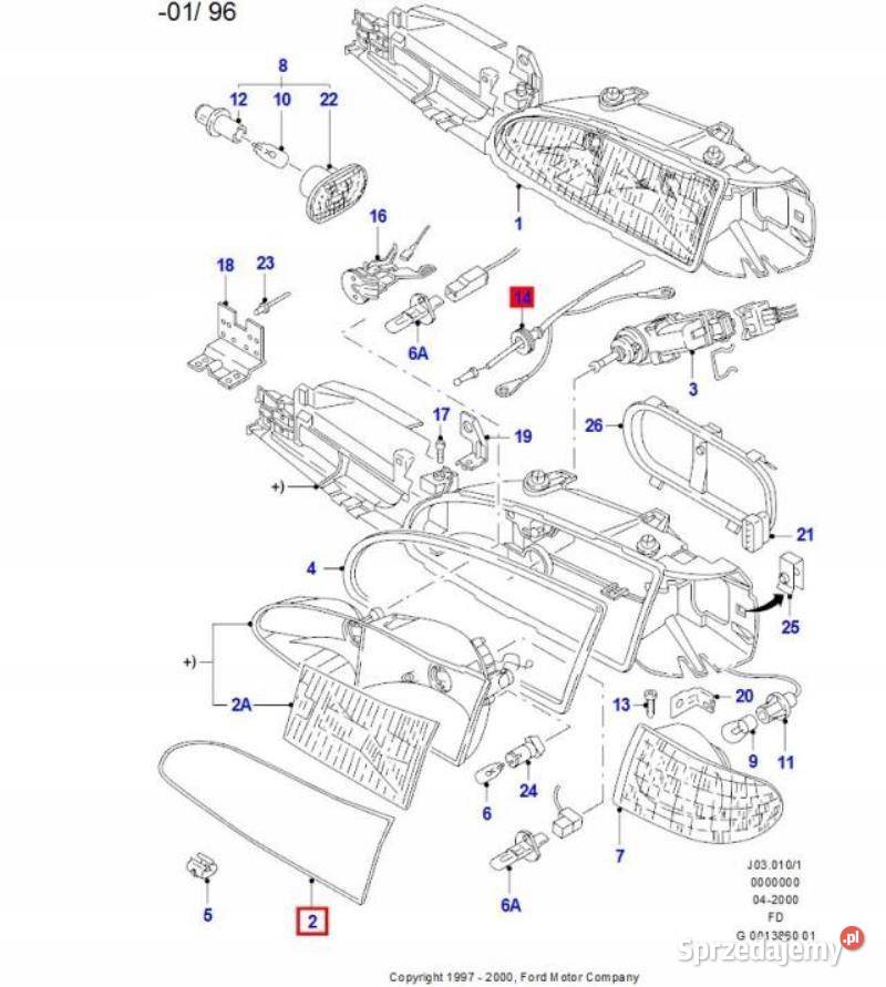 KLOSZ LAMPY LEWY PRZÓD FORD MONDEO 9296 osobowe Pozostałe lubelskie