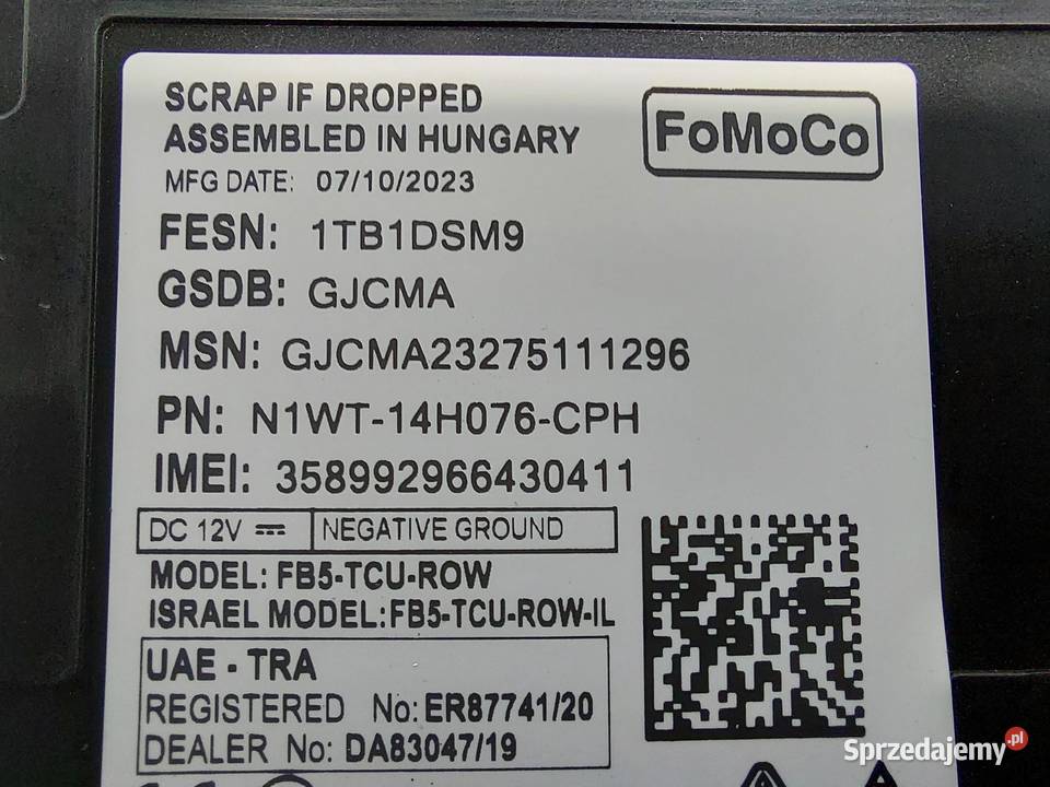 Ford Ranger VI 6 Moduł sterownik Bluetooth Części samochodowe sprzedam