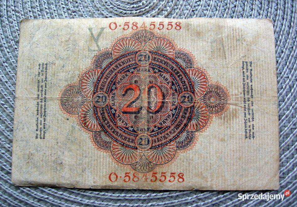 Niemcy 20 Reichsbanknot 1914r Kalisz