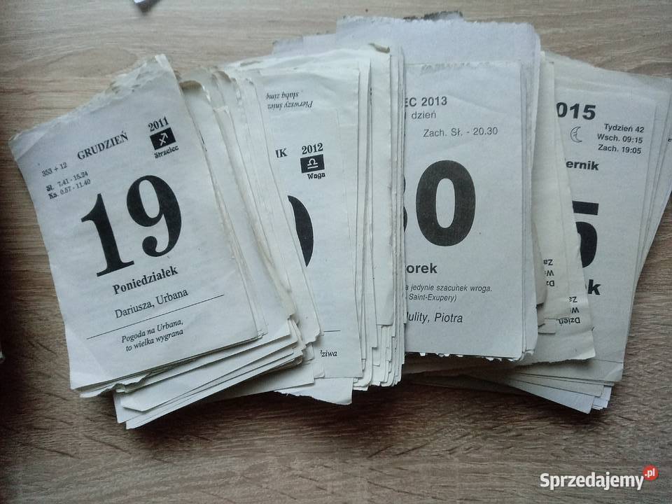 Kartka z kalendarza zdzieraka różne roczniki Chrzanów sprzedam