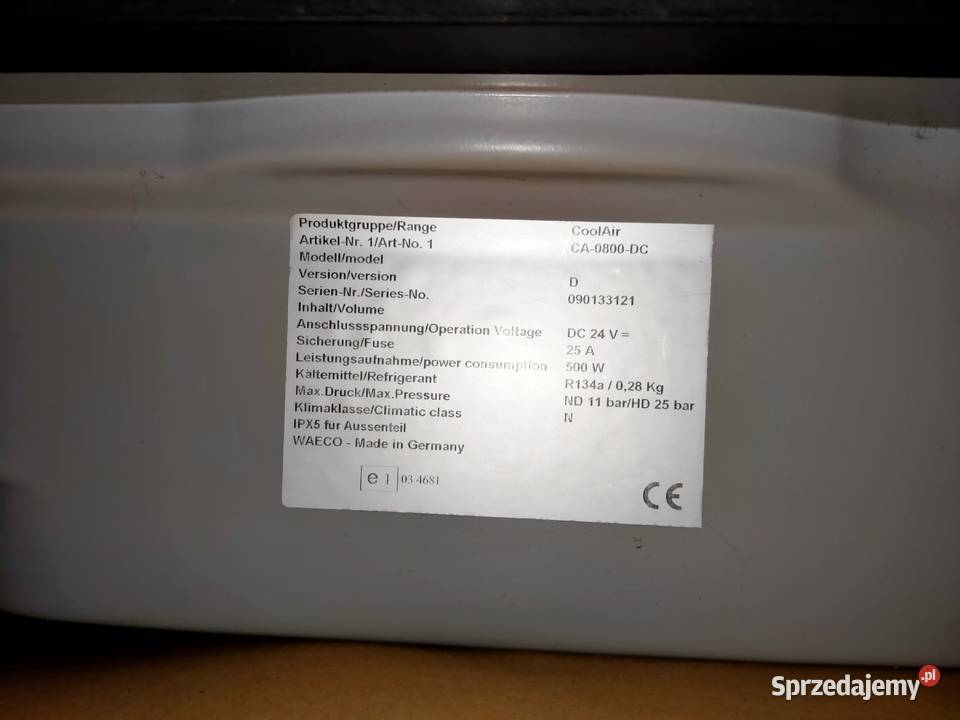WAECO KLIMATYZACJA POSTOJOWA DACHOWA 24V ciężarowe lubuskie Kargowa