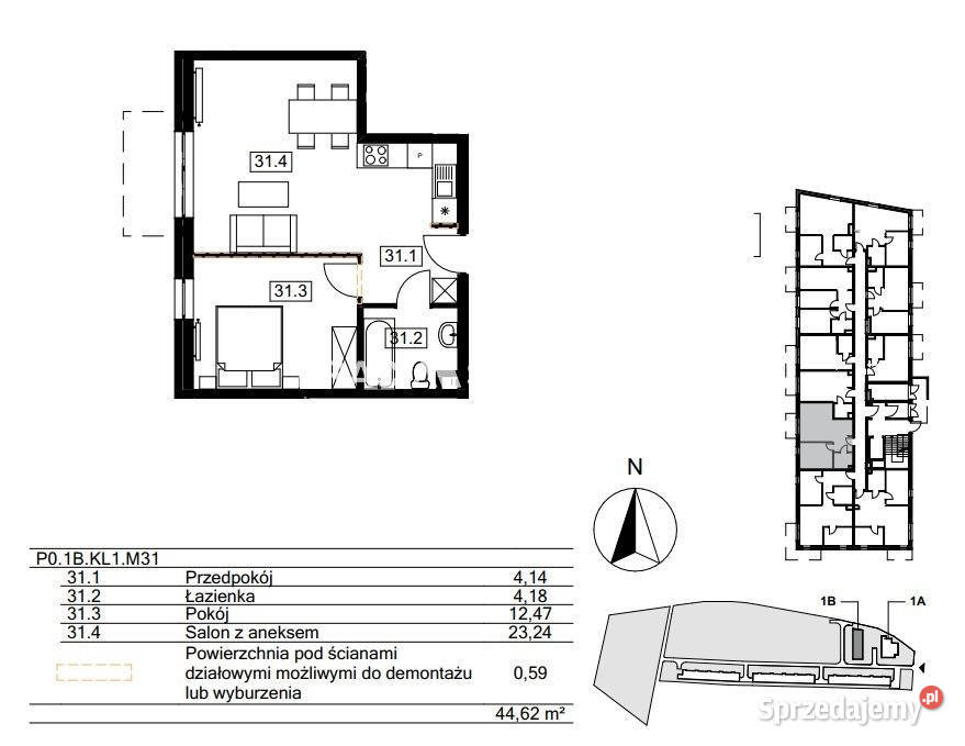 Mieszkanie 4445m2 2 pokojowe Kraków Agatowa Sprzedaż