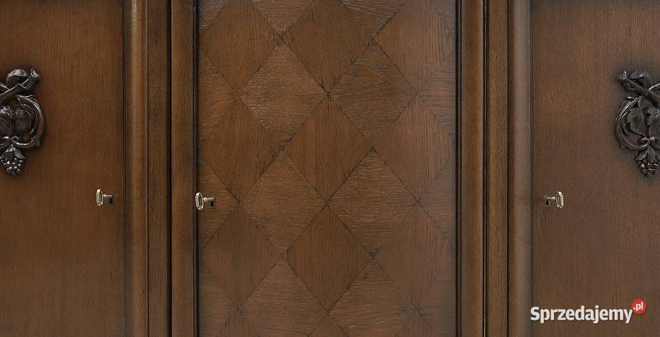 Dębowy kredens z lat 20tych w stylu secesyjnym 182cm Jerka