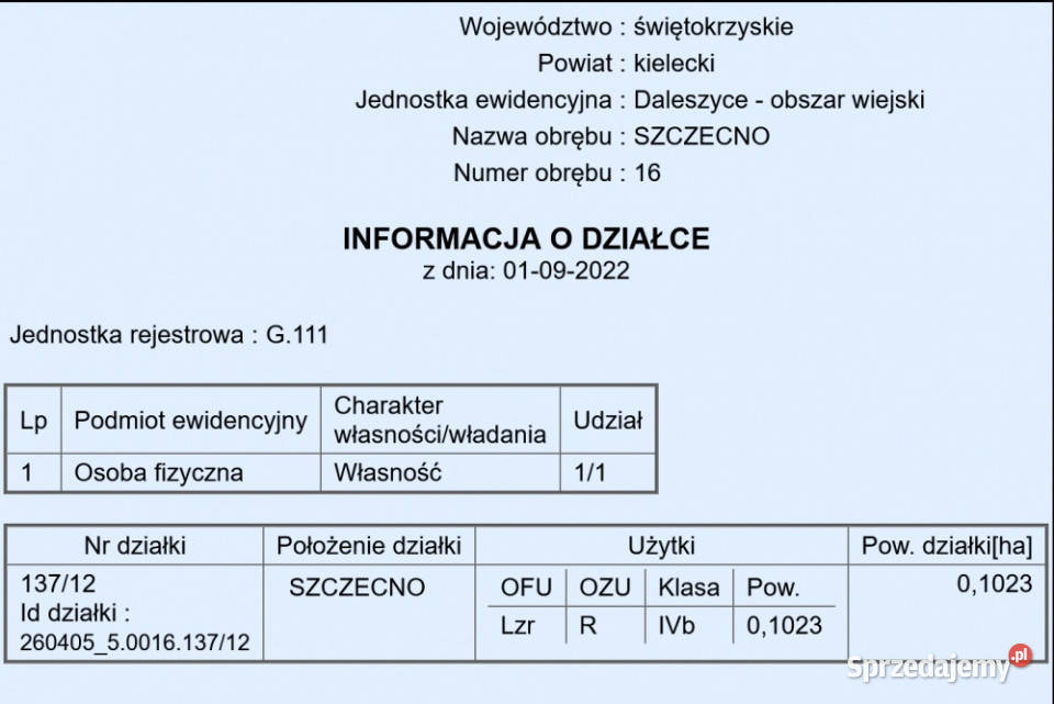 25 Kielc uzbrojona w otoczeniu lasów budowlana Szczecno