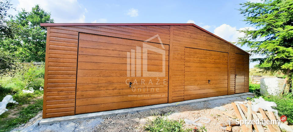 GARAŻ BLASZANY 9m x 6m poziom dwuspad 2x Brama Sprzedaż małopolskie Wieliczka