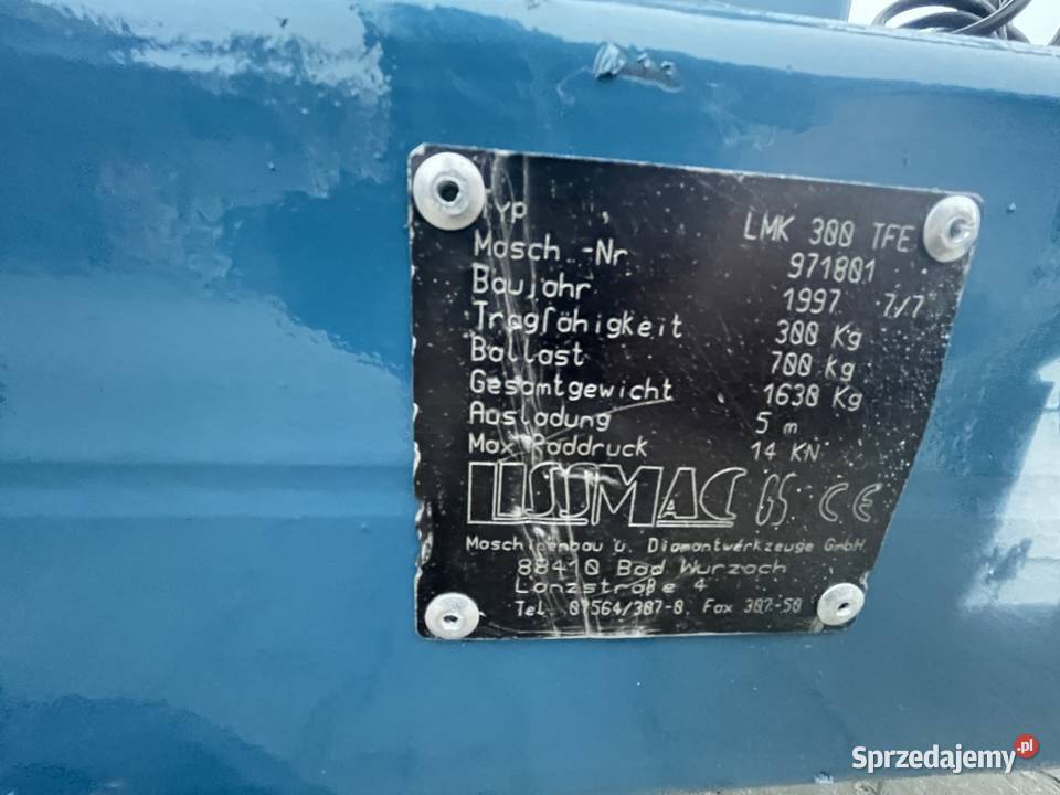 Minidźwig Dźwig LISSMAC LMK 300 TFE minikran Rok produkcji 2000 Maszyny budowlane Ślesin