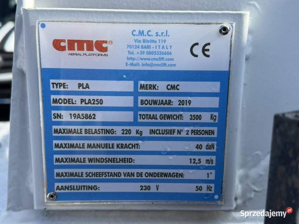 Renault Maxity Podnośnik Koszowy 25m CMC PLA 250 Widełki