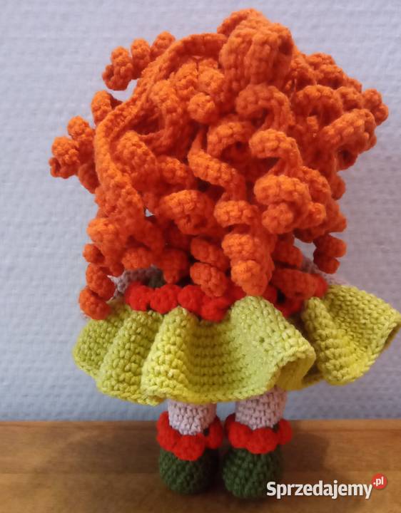 Lalka rudowłosa zielona sukienka amigurumi Wrocław sprzedam