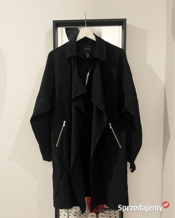 Czarny płaszcz trenchwaterfall na jesień wiosnę łódzkie Łódź sprzedam