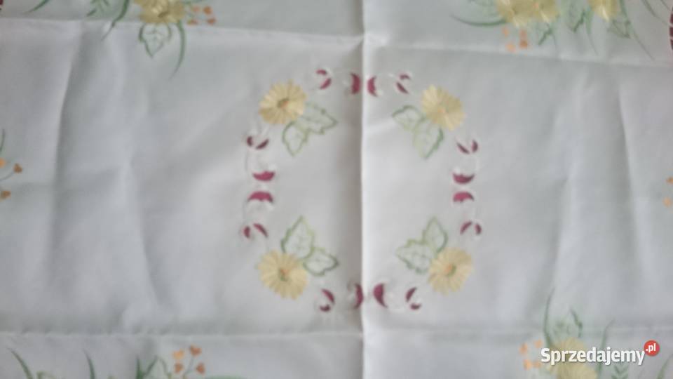 Obrus kwadratowy haft super kwiaty 85x85 nowy z
