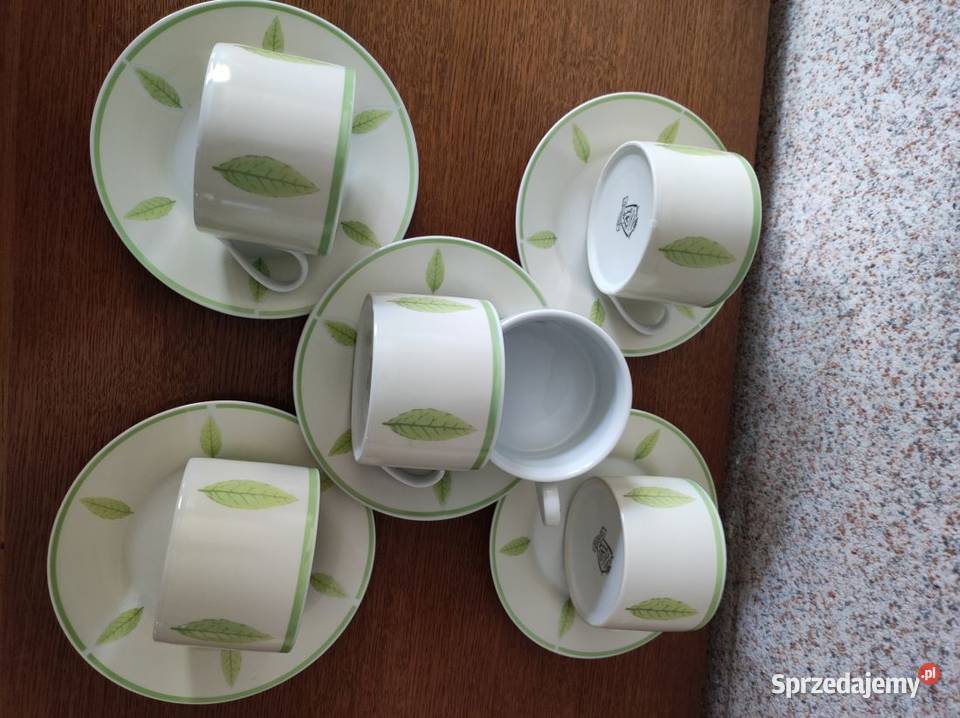 porcelanowe filiżanki talerzyki green zielone
