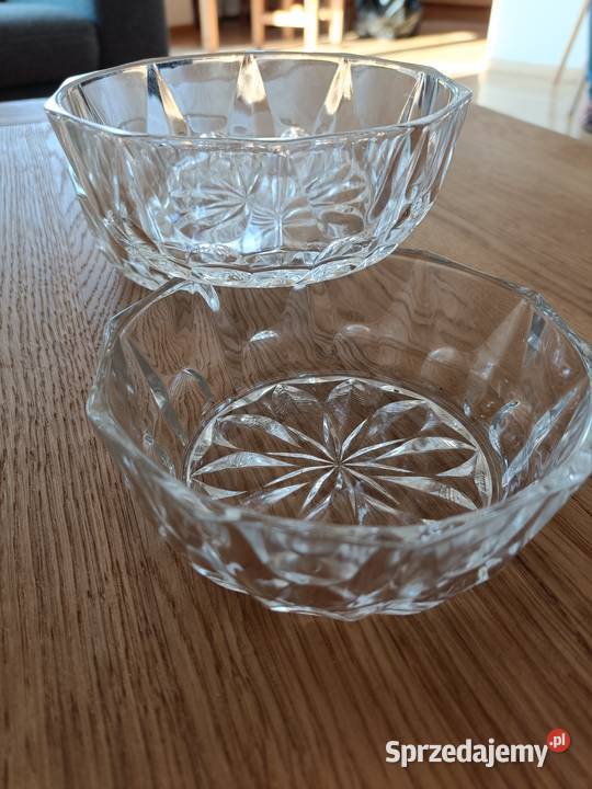 Piękne szkło PRL półmisek i salaterki