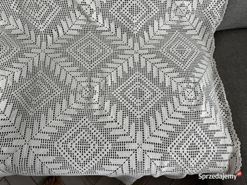 Narzuta Boho na łóżko rękodzieło szydełko biały Łódź